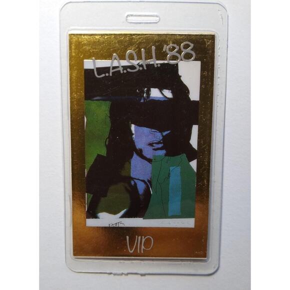 Andy Warhol Designed Mick Jagger Backstage Pass from the 1988 Lash Tour VIP Gold - Picture 2 of 5